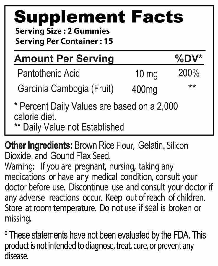 Cleanse supplement facts panel